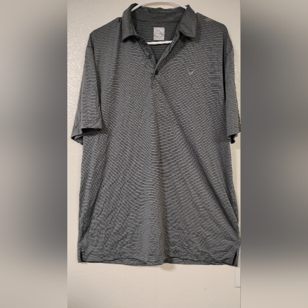 Callaway Gray Performance Polo Shirt Size Large Opti Dri Golf Pickleball Outdoor